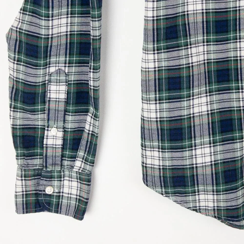 J.Crew Men’s Medium Slim Plaid Button Up Shirt Organic Cotton Broken-In Oxford